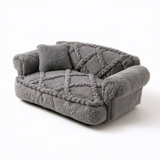 Gepolstertes Haustiersofa, mit klarer Formgebung, Farbe: grau